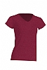 Camiseta Regular Lady Cuello Pico Heather  - Color Burdeos Jaspeado