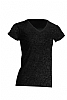 Camiseta Regular Lady Cuello Pico Heather  - Color Charcoal Jaspeado
