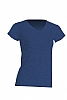 Camiseta Regular Lady Cuello Pico Heather  - Color Denim Jaspeado