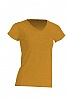 Camiseta Regular Lady Cuello Pico Heather  - Color Mostaza Jaspeado