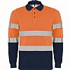 Polo Alta Visibilidad Manga Larga Polaris Roly - Color Azul Marino / Naranja Fluor