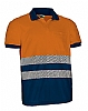 Polo Alta Visibilidad M/C Thurso Valento - Color Naranja Fluor/Azul Marino Orion
