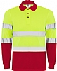 Polo Alta Visibilidad Manga Larga Polaris Roly - Color Rojo Laboral/Amarillo Fluor