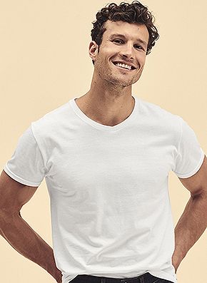 Camiseta Blanca Iconic V-Neck Fruit Loom