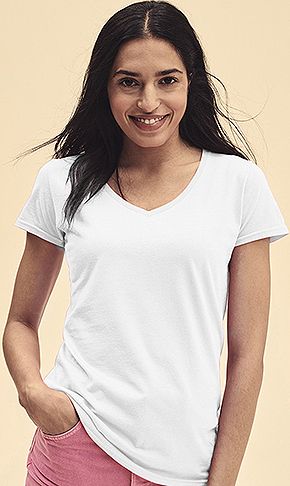 Camiseta Blanca Iconic V-Neck Fruit Loom