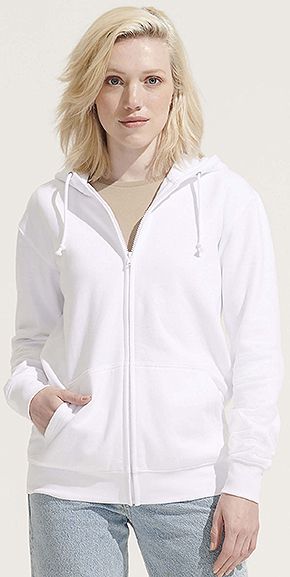 Sudadera Unisex Blanco Carter Sols - Chaquetas Hombre-Mujer personalizadas