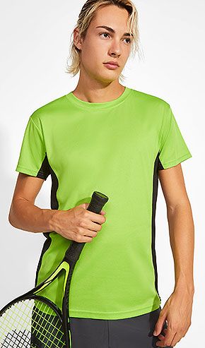 Camiseta de pádel manga corta transpirable Hombre 500 verde negro