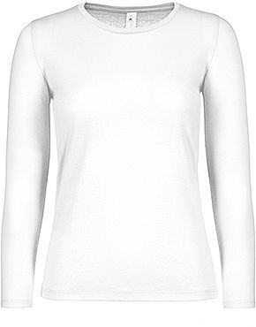 Camiseta Manga Larga Blanco Mujer #E150 B&C