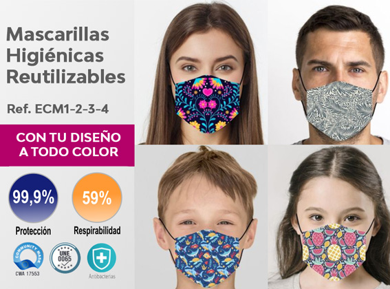 Mascarillas higiénicas reutilizables homologadas