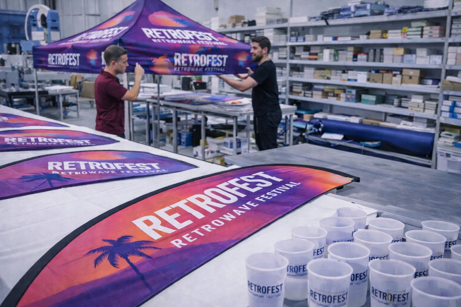 Banderas publicitarias, fly banners y carpas personalizadas - Ecamisetas.com