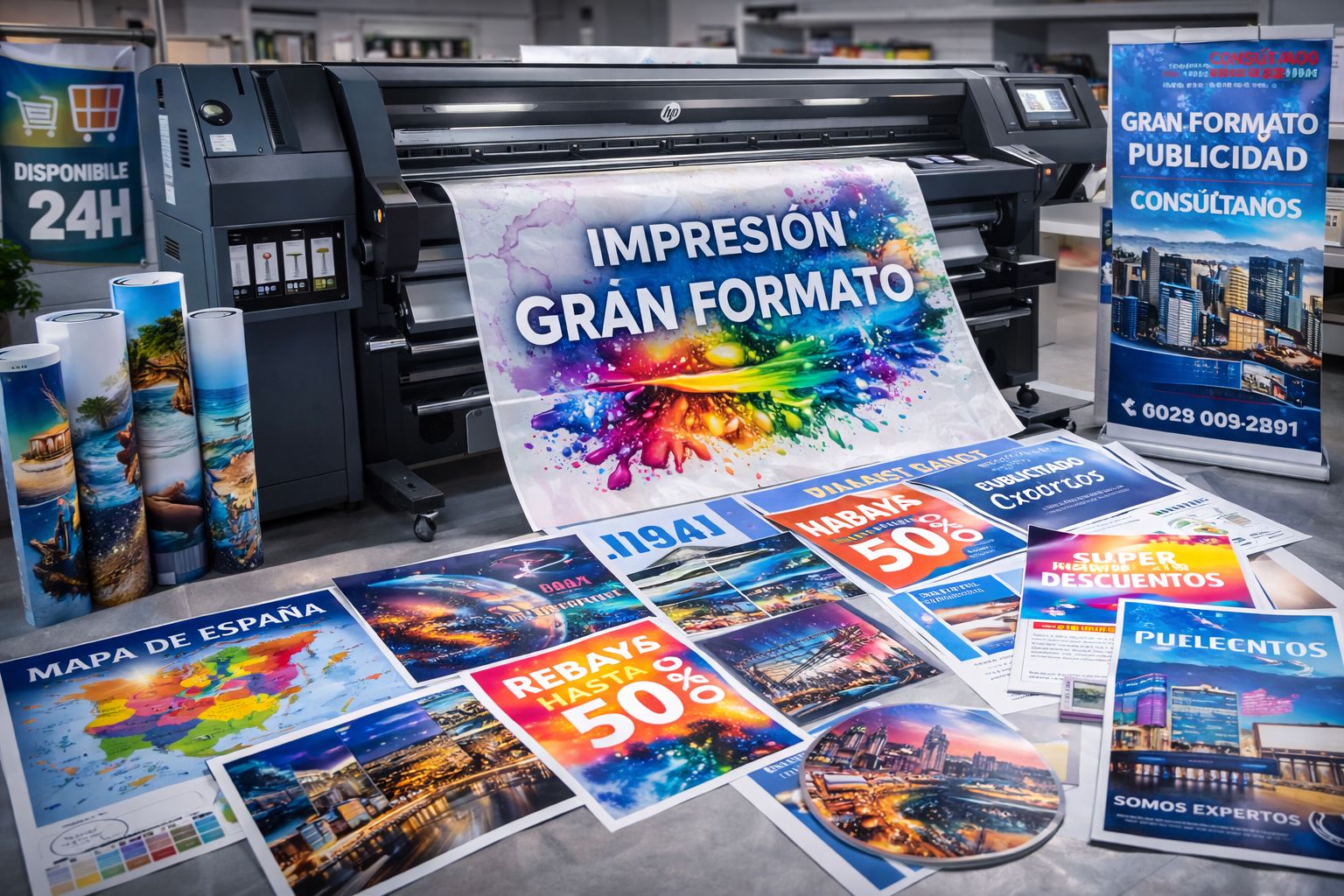 Impresi&oacute;n gran formato con impresora HP Latex - lonas, canvas, roll-ups y p&oacute;sters